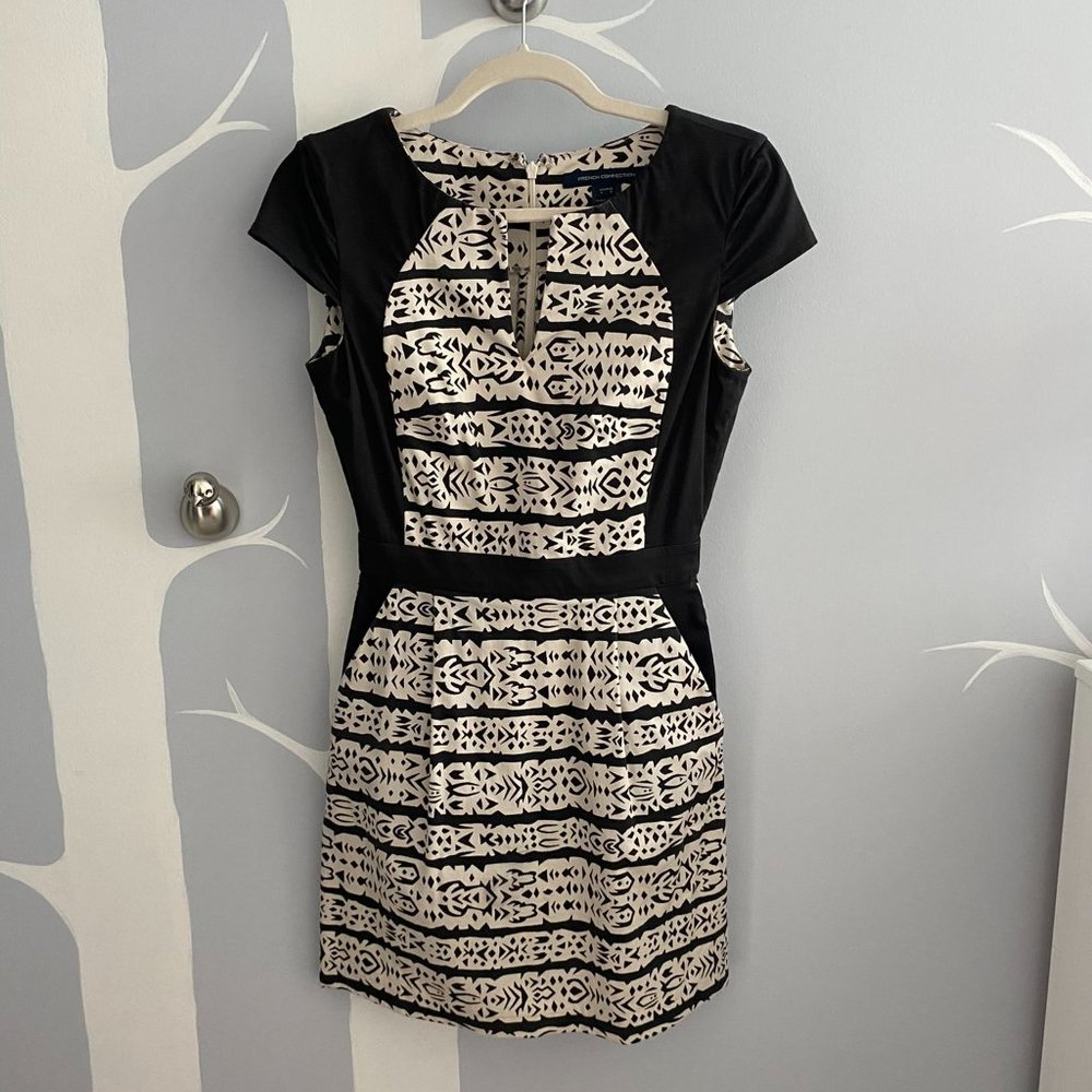 French Connection black and off-white dress